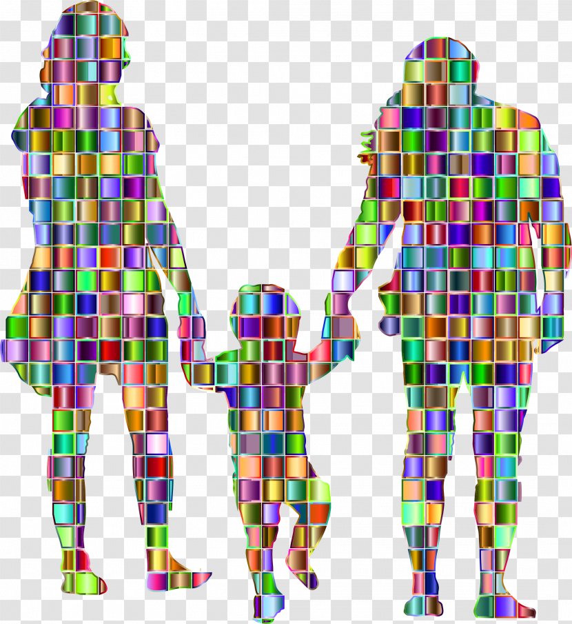 Mosaic Family Silhouette Child - Divorce Transparent PNG