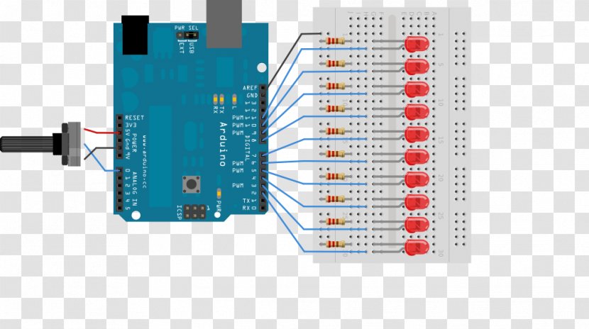 Arduino LED Strip Light Light-emitting Diode Potentiometer Input/output - Electronics - Robot Circuit Board Transparent PNG