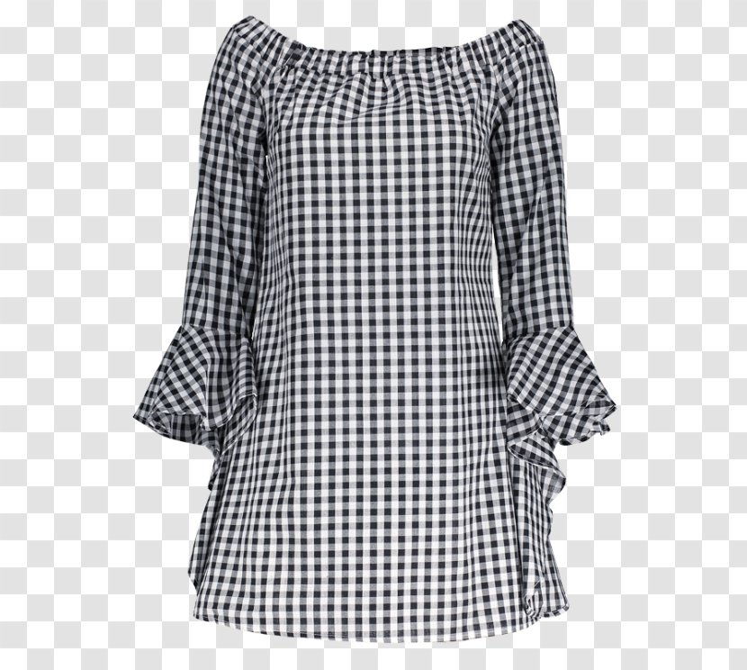 Shoulder Bell Sleeve Dress Fashion - Tartan Transparent PNG