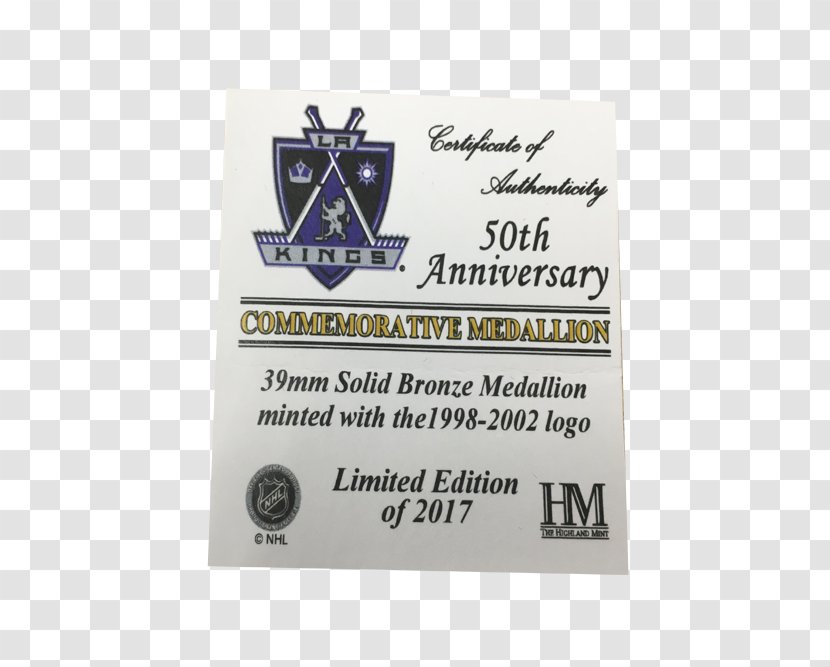 Los Angeles Kings National Hockey League Autograph Puck Font - Jeremy Roenick - 50th Anniversary Transparent PNG