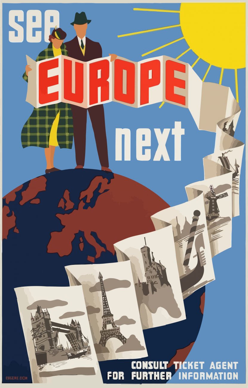 Europe Poster Printmaking Lithography Illustration - Printing - Vintage Travel Cliparts Transparent PNG