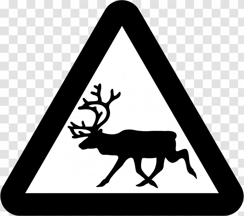 Reindeer Traffic Sign Warning Clip Art - Mammal Transparent PNG