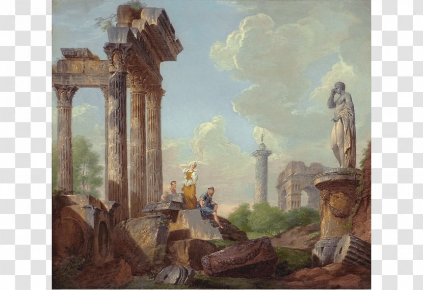 Roman Capriccio: The Pantheon And Other Monuments Landscape Painting Italian Art - Architecture - Rome Church Transparent PNG