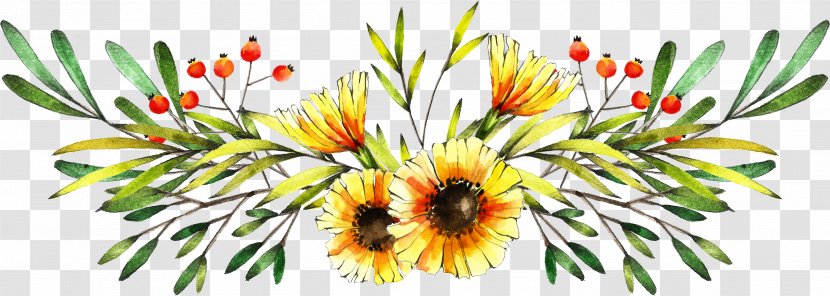 Flower Art Watercolor - Arranging - Daisy Family Bouquet Transparent PNG
