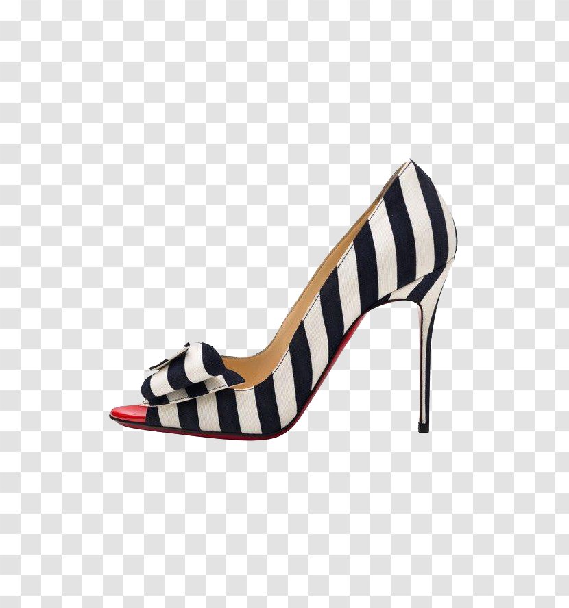 Court Shoe High-heeled Footwear Fashion Ballet Flat - France Black And White Horizontal Stripe High Heels Transparent PNG