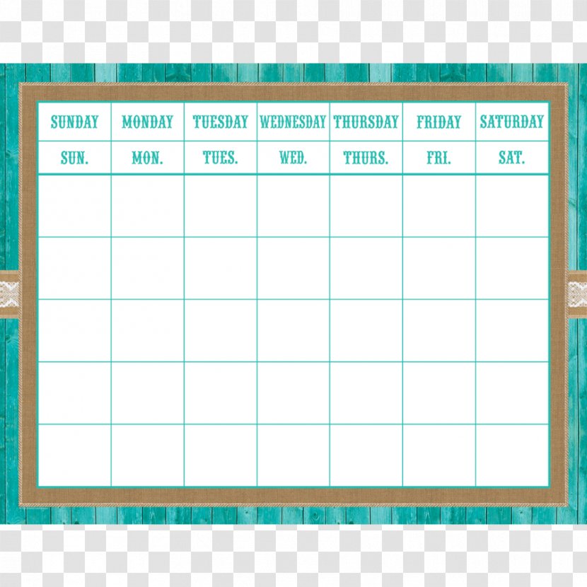 Shabby Chic Calendar Grid Set Design - Classroom - Elementary Teacher Schedule Template Transparent PNG