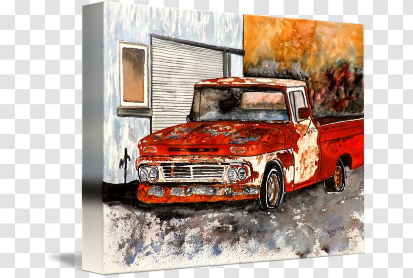 Pickup Truck Car Gallery Wrap Canvas Chevrolet - Watercolor Vintage Transparent PNG