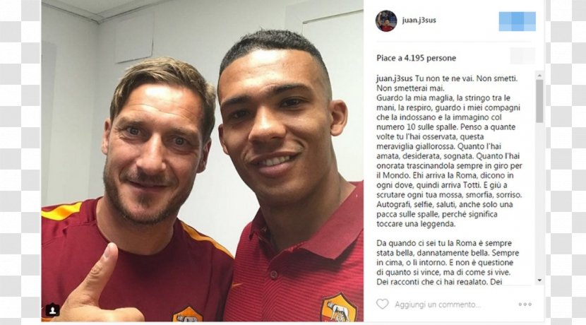Francesco Totti Gianluigi Buffon Juventus F.C. Team Sport - Juan Jesus - TOTTI Transparent PNG