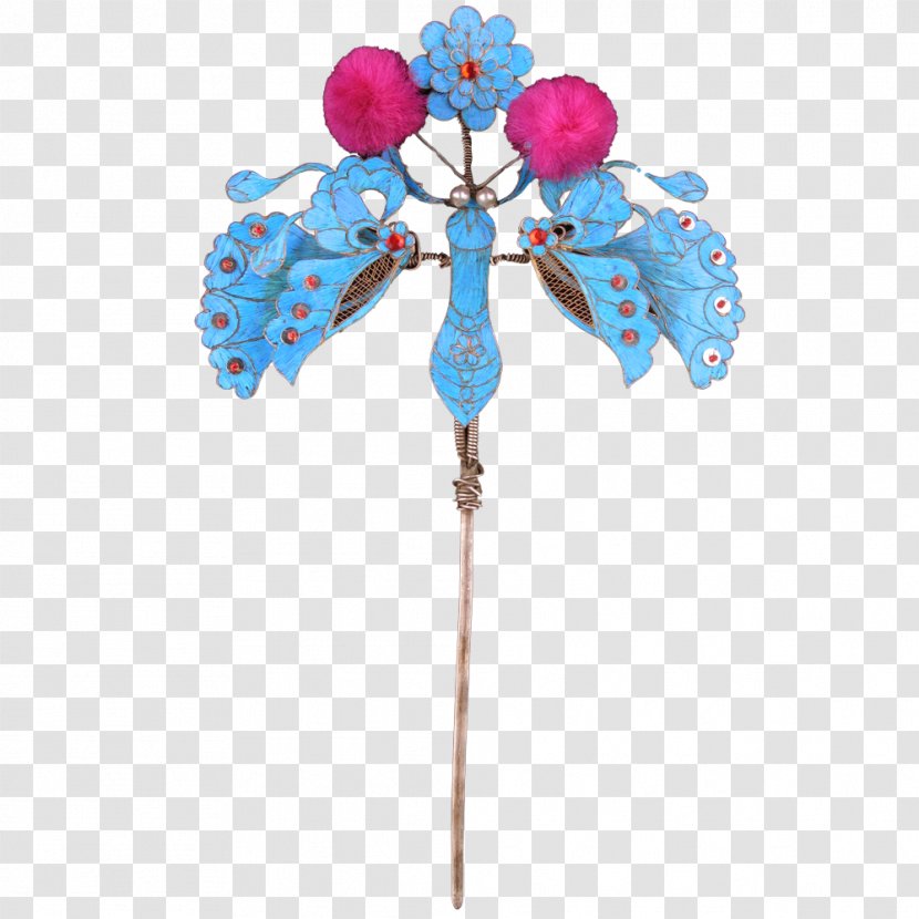 Hairpin Butterfly Silver Hair Stick - Toy - Kingfisher Clear Head Curette Transparent PNG
