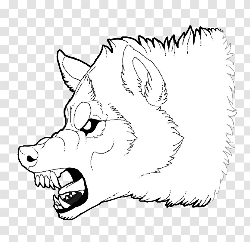 Dog Line Art Snout Drawing Growling - Watercolor - Snarling Wolf Illustrations Transparent PNG