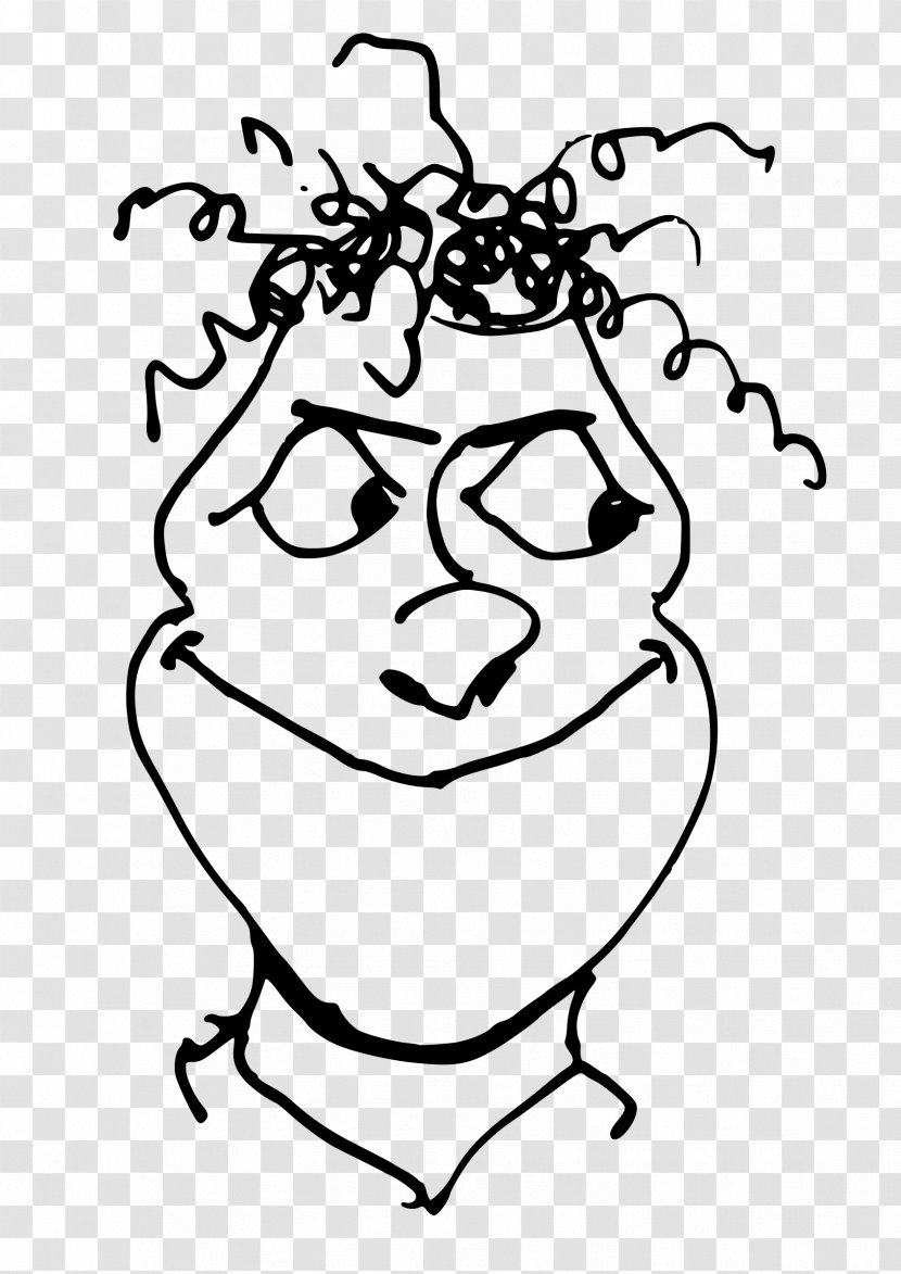 Black And White Drawing Clip Art - Cartoon - Curly Hair Transparent PNG