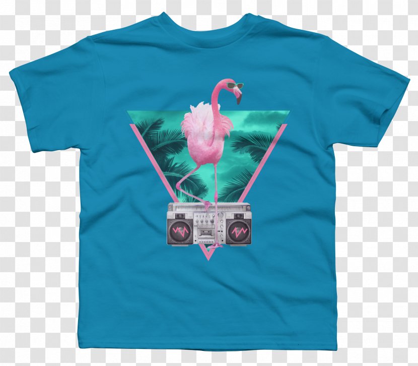 T-shirt Flamingo Hotel, Miami Beach Clothing Hoodie Sleeve - Teal Transparent PNG