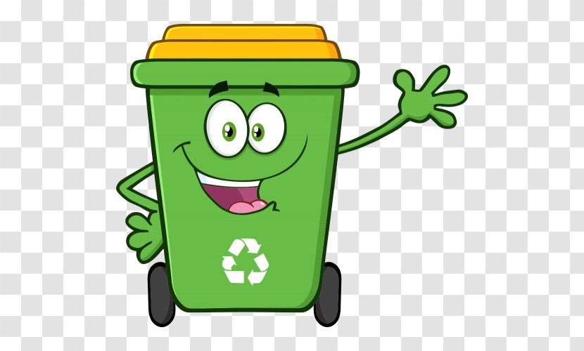 Green Cartoon Symbol Recycling Waste Containment - Container Transparent PNG
