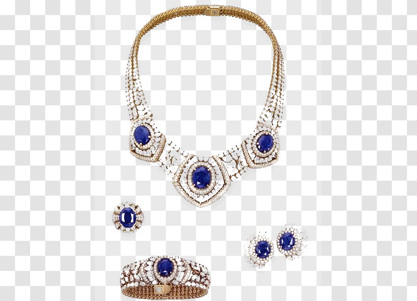 Sapphire Earring Jewellery Necklace Cartier - Designer - Antique Jewelry Set Transparent PNG