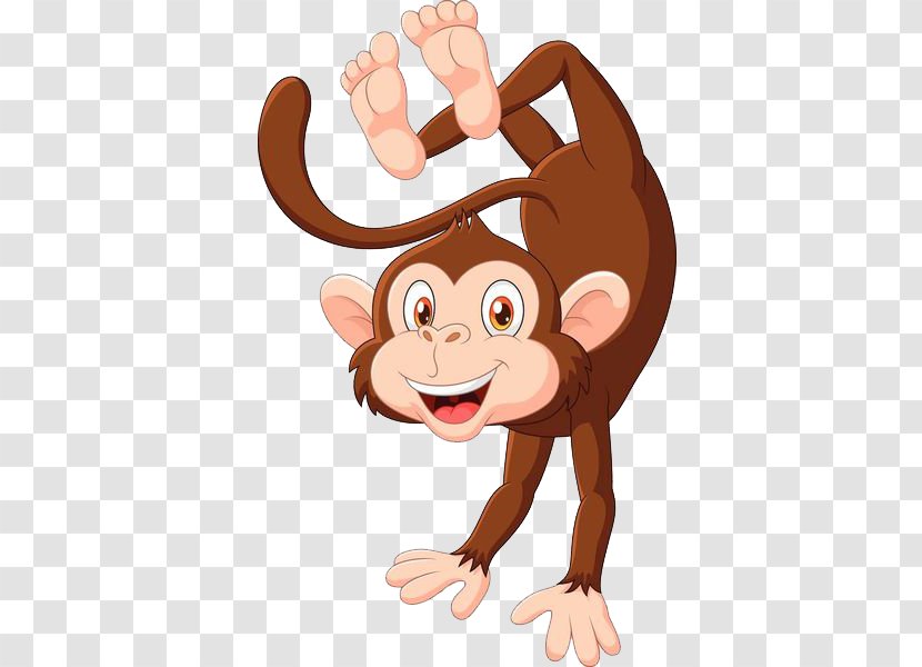 Cartoon Monkey Royalty-free Illustration - Laughter - A Handstand Smile Transparent PNG