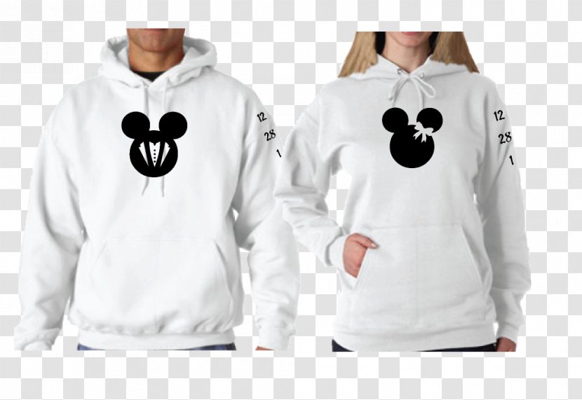 Mickey Mouse Minnie Hoodie T-shirt Sweater - Crew Neck - Bride And Groom Transparent PNG