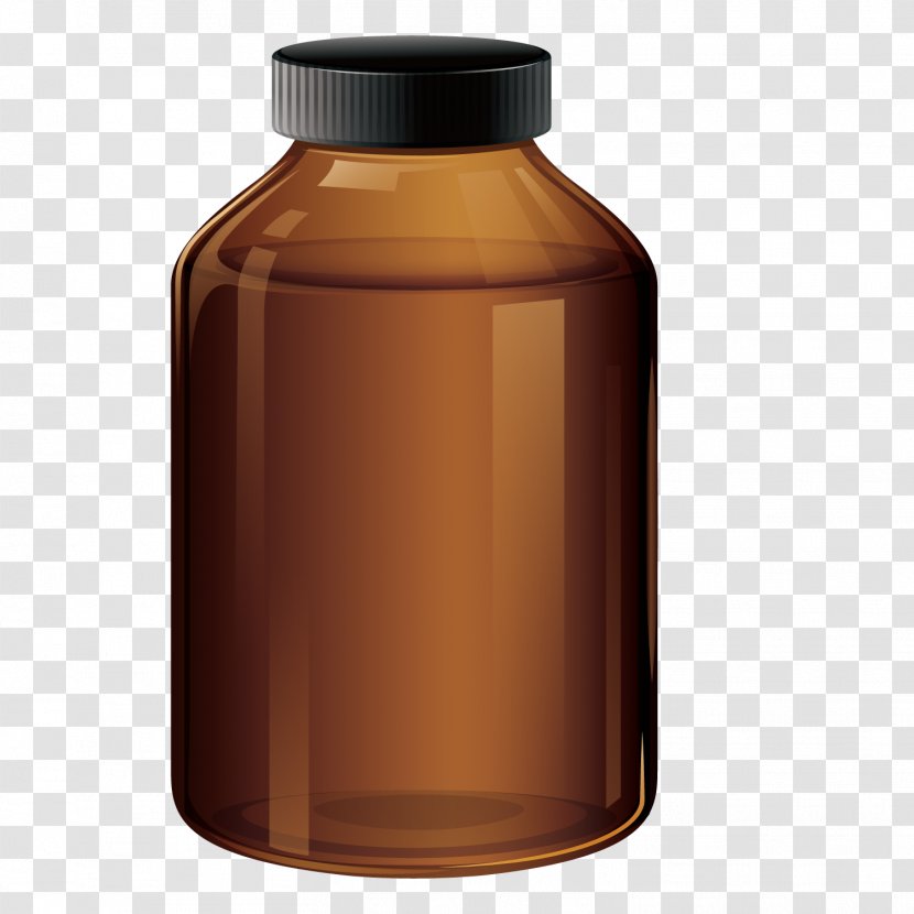 Glass Bottle Pharmacy - Caramel Color - Vector Transparent PNG