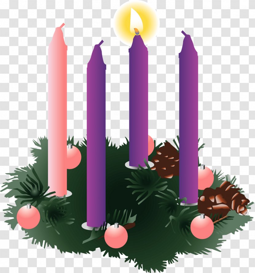 Gaudete Sunday Advent Wreath Mass - Fir - Church Candles Transparent PNG