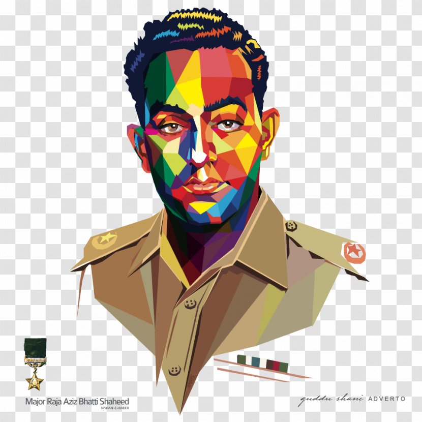 Raja Aziz Bhatti Pakistan Army Nishan-e-Haider Major - Portrait - Rashid Minhas Transparent PNG