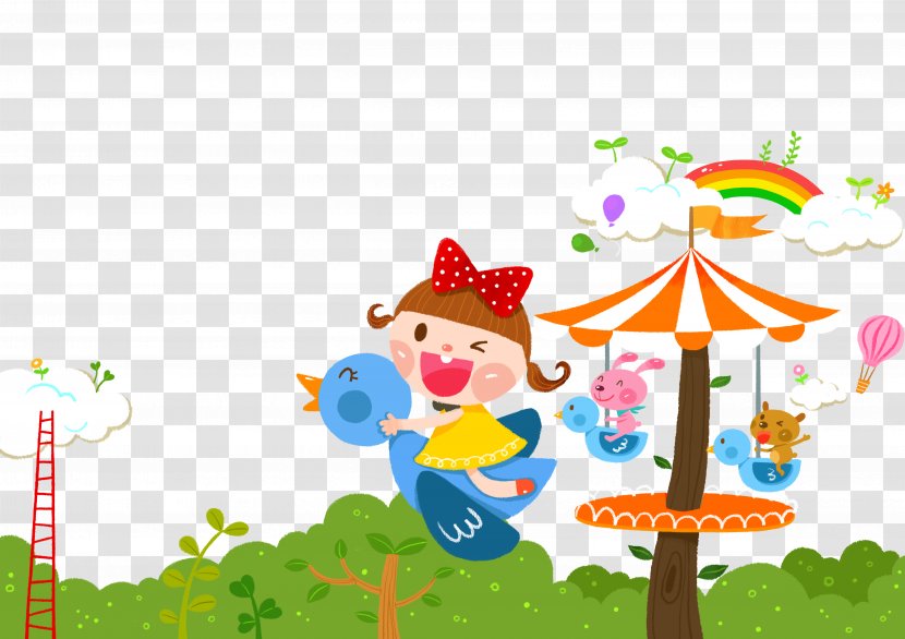 Child Carousel Cartoon Illustration - Flower - Happy Play Transparent PNG