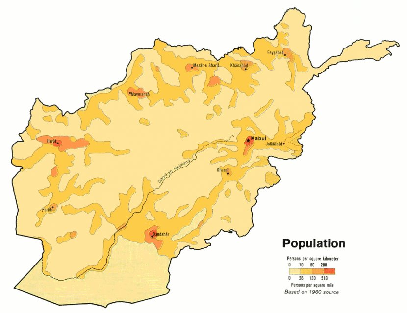 Afghanistan Population Density Map Clip Art - City - Cliparts Transparent PNG