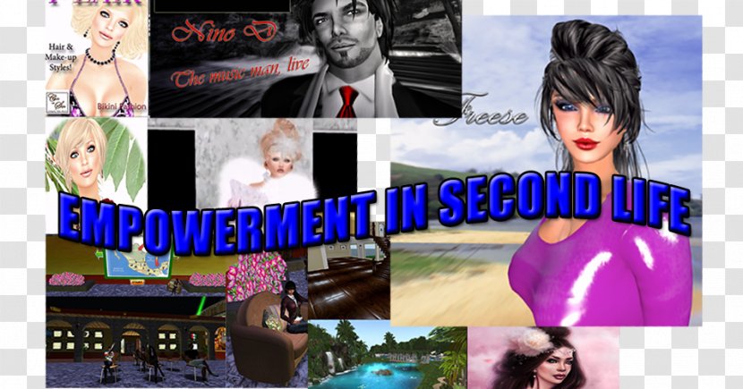 Second Life Avatar Virtual World Advertising Collage - Tagore Transparent PNG
