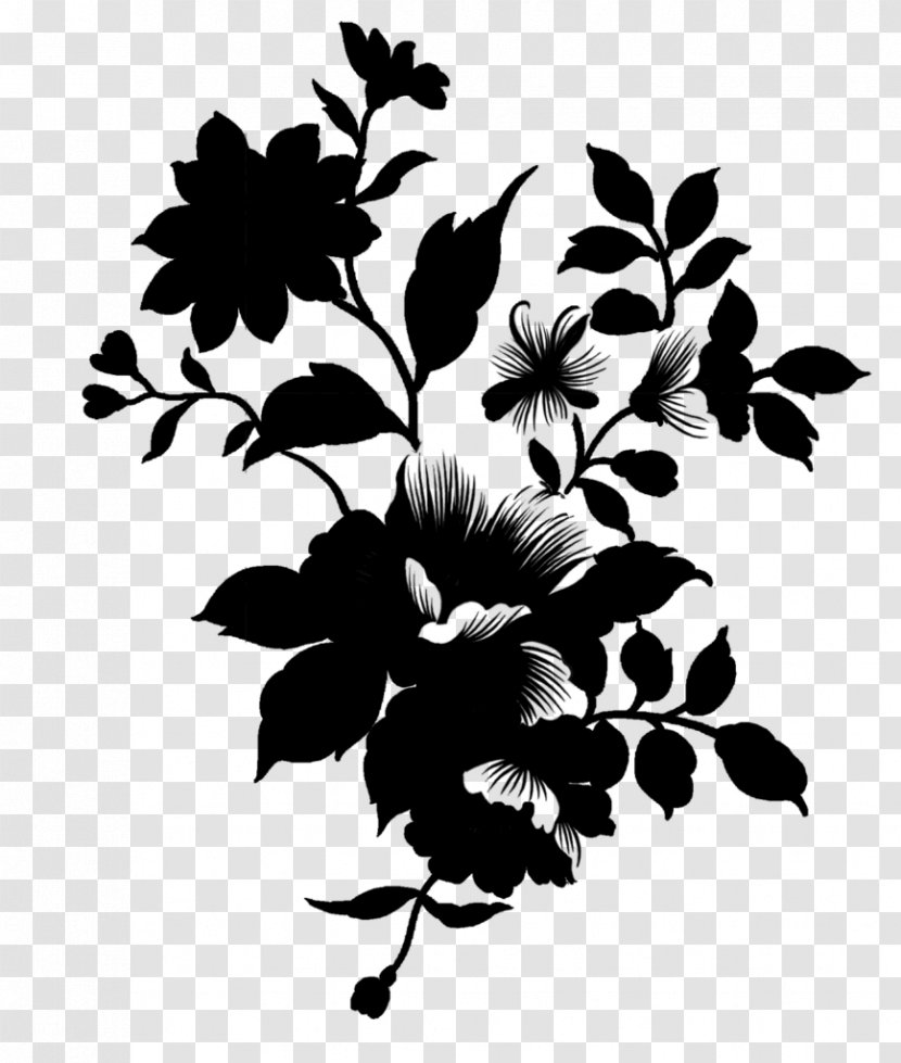 Twig Rose Family Leaf Plant Stem - Botany - Blackandwhite Transparent PNG