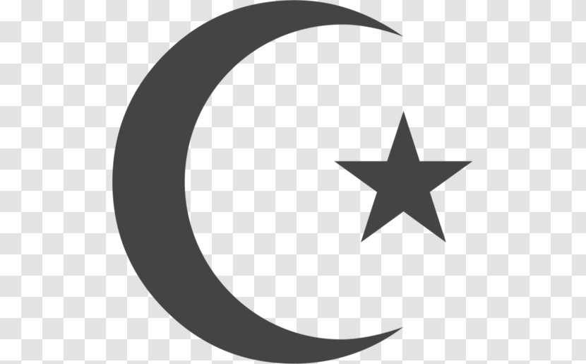 Star And Crescent Symbols Of Islam Polygons In Art Culture - Black White - Symbol Transparent PNG