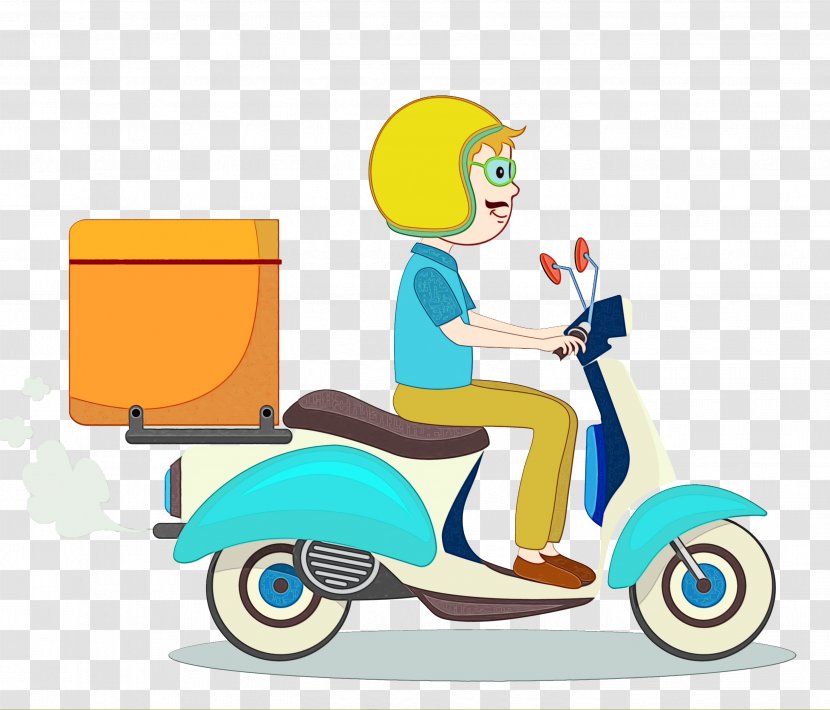 Motor Vehicle Scooter Mode Of Transport Cartoon - Vespa Transparent PNG