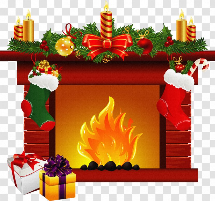 Santa Claus Christmas Fireplace Mantel Clip Art - Free Content - Winter Cliparts Transparent PNG
