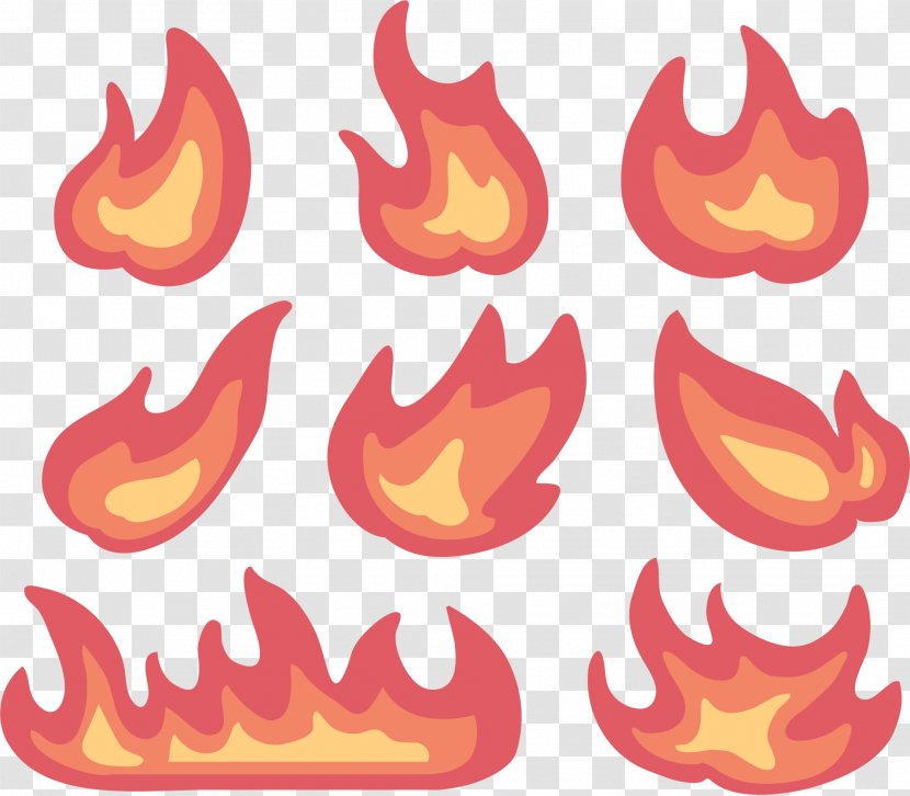 Flame Euclidean Vector Fire Clip Art - Orange - Three Layers Of Flames Transparent PNG