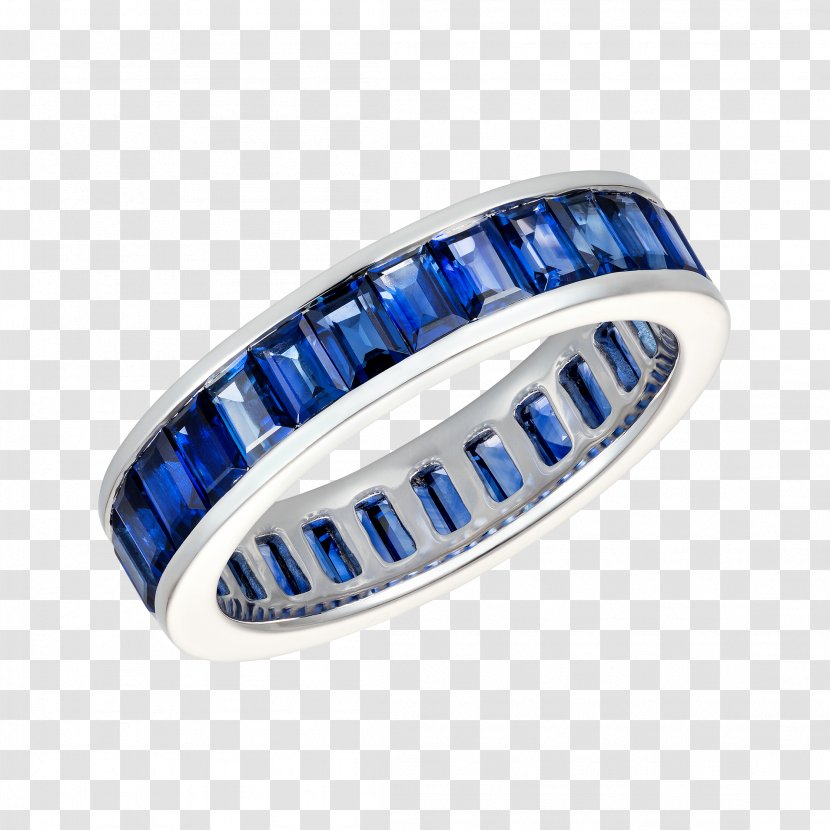 Sapphire Eternity Ring Ruby Wedding - Diamond Cut - Blue Infinity Band Transparent PNG
