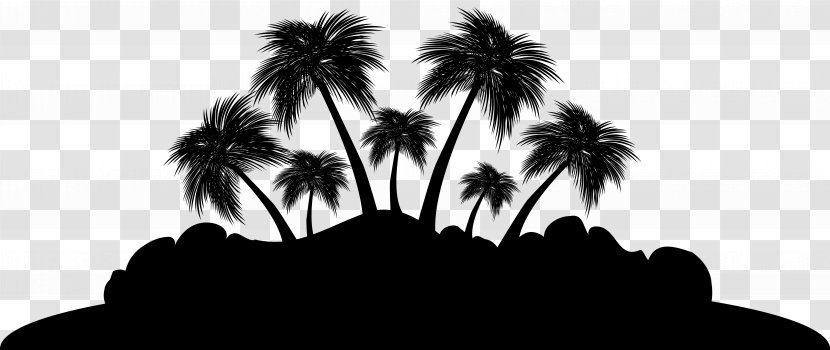 Palm Trees Silhouette Sky - Blackandwhite - Style Transparent PNG