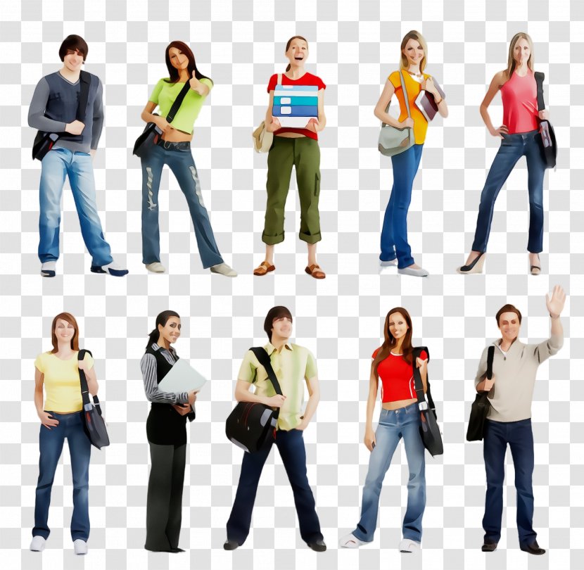 People Social Group Fun Standing Youth - Wet Ink - Jeans Gesture Transparent PNG