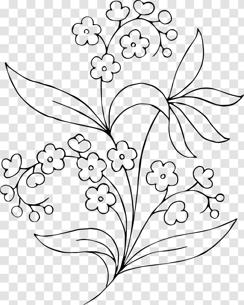 Black And White Drawing Clip Art - Symmetry - Stencil Flower Transparent PNG