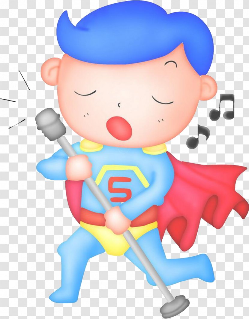 Clark Kent Perman Cartoon - Watercolor - Superman Boy Singing Transparent PNG