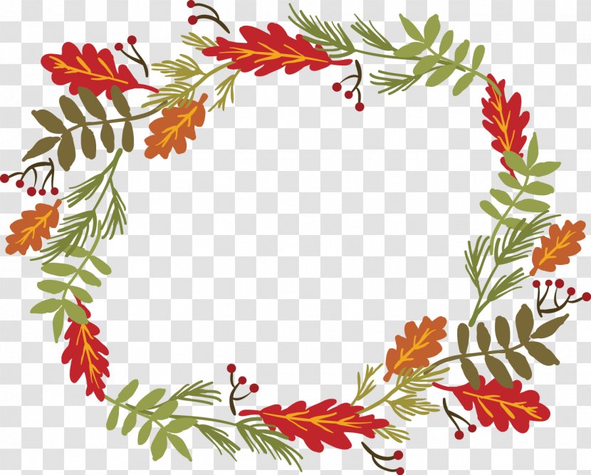 Beautifully Decorated With Garlands Vector Autumn - Wreath - Floristry Transparent PNG