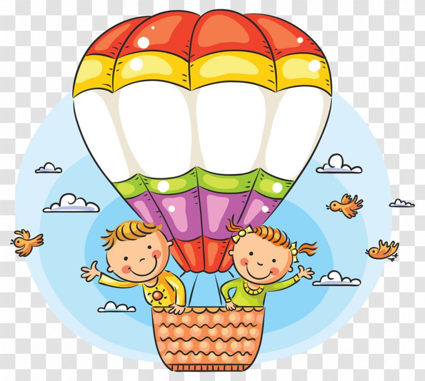 Cartoon Hot Air Balloon Illustration - Drawing - Children On A Transparent PNG