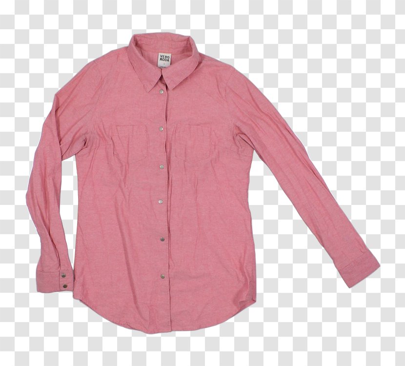 Blouse Pink M Collar Button Sleeve - Shirt - Casual Dress Transparent PNG