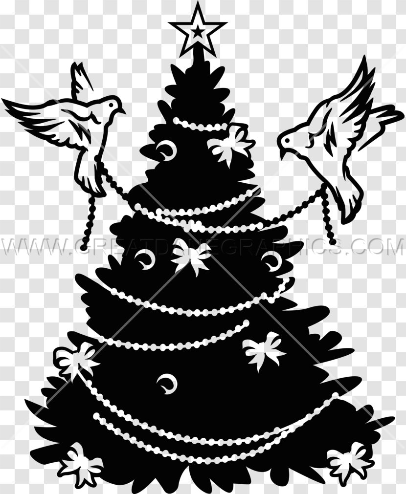 Christmas Tree Spruce Fir Ornament Clip Art - Monochrome Photography Transparent PNG