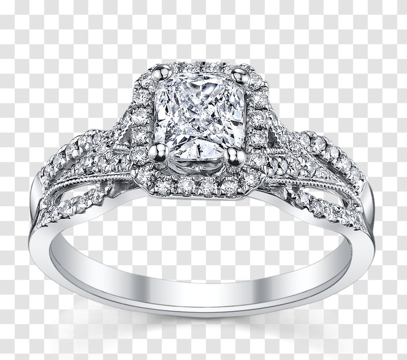 Engagement Ring Princess Cut Wedding Cubic Zirconia Diamond - Colored Gold - Proposal Transparent PNG