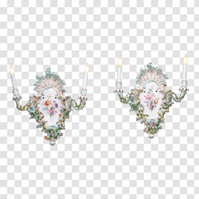 Meissen Porcelain Light Sconce - Plate - Ceramic Three Piece Transparent PNG