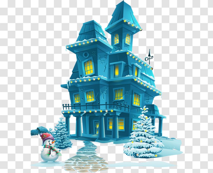Haunted House Vector Graphics Royalty-free Illustration - Drawing - Castle Cartoon Blue Transparent PNG