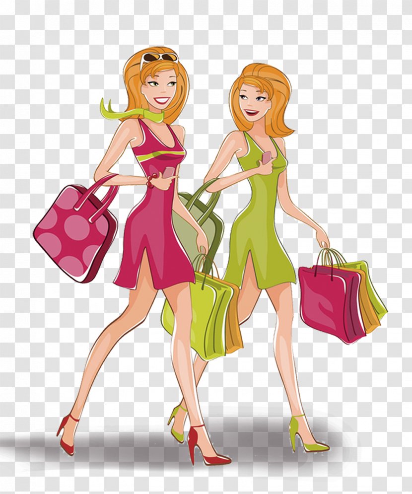 Shopping Cartoon Illustration - Silhouette - Fashion Women Transparent PNG