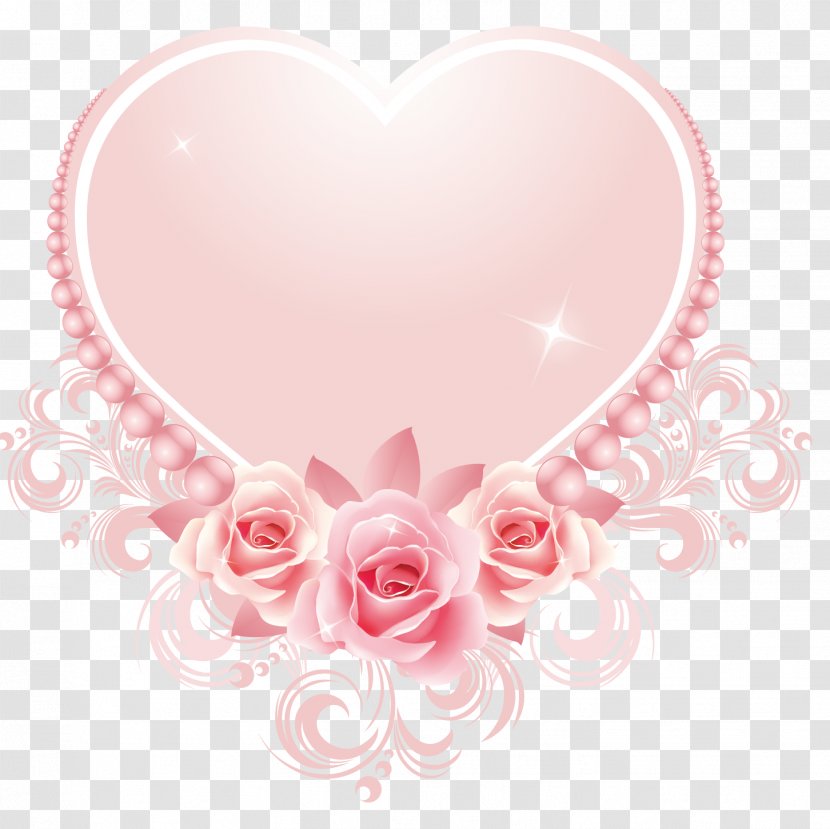 Pink Rose - Color - Heart-shaped Frame Transparent PNG