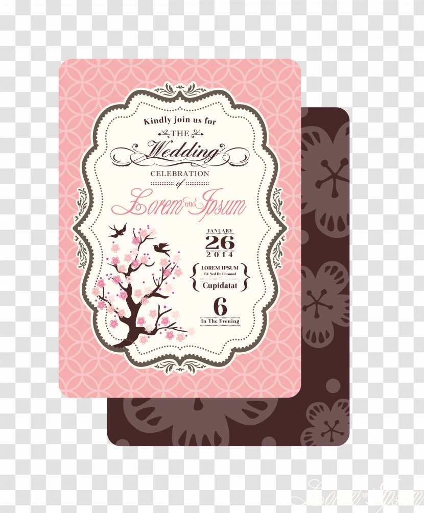 Pink Wedding Card Design Vector - Bridegroom - Paper Transparent PNG