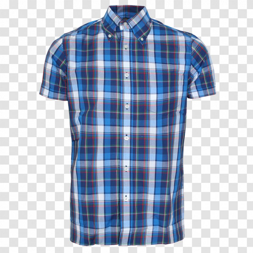 T-shirt Madras Sleeve Tartan - Cobalt Blue Transparent PNG