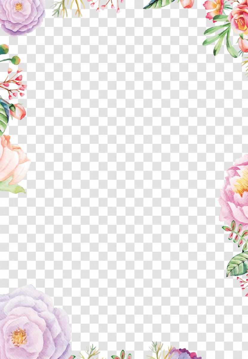 Paper Flower Drawing - Wallpaper - Pattern Border Transparent PNG
