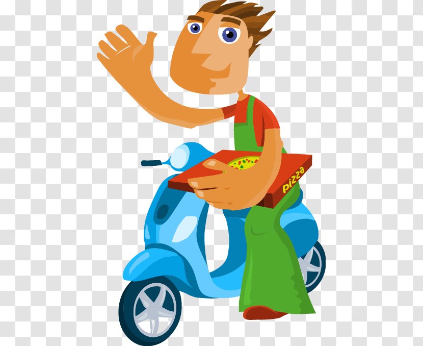Pizza Delivery Take-out - Advertising - Cartoon Boy Riding Electric Car Design Transparent PNG