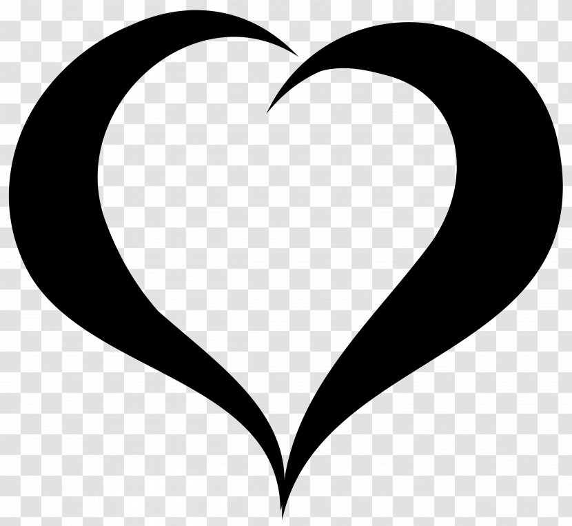 Clip Art Heart Leaf Line M-095 - Blackandwhite - Monochrome Transparent PNG